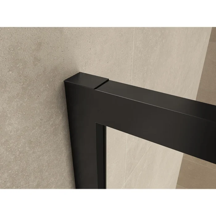Wiesbaden Maaz Inloopdouche met Raster en Handdoekhouder - 900x2000x10mm - Profiel - Helder Glas/Mat Zwart