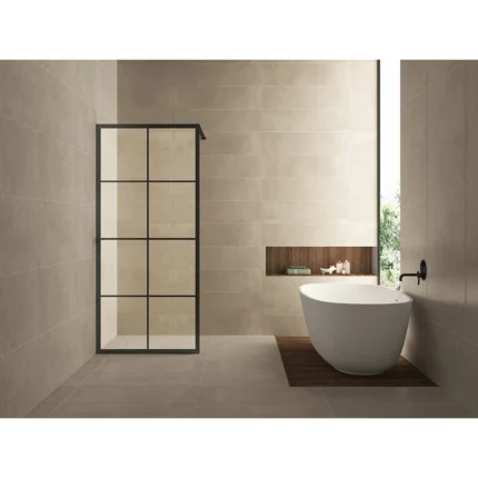 Wiesbaden Maaz Inloopdouche met Raster en Handdoekhouder - 900x2000x10mm - Profiel - Helder Glas/Mat Zwart