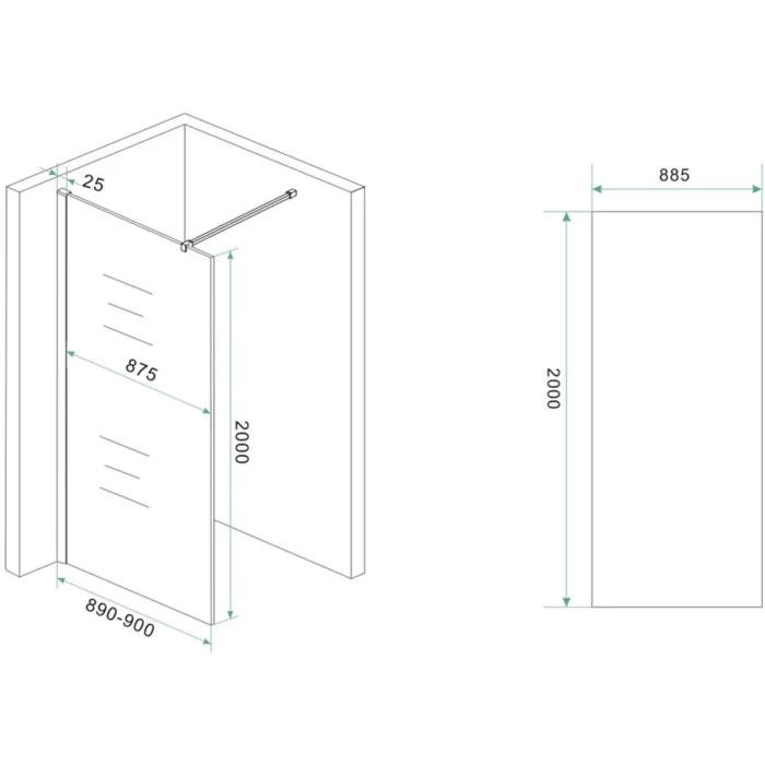 Wiesbaden Slim Glasplaat Inloopdouche - 900x2000x8mm - NANO - Helder Glas