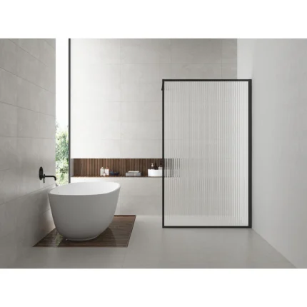 Wiesbaden Square Inloopdouche - 900x2000x8mm - Profiel - NANO - Geribbeld Helder Glas/Mat Zwart