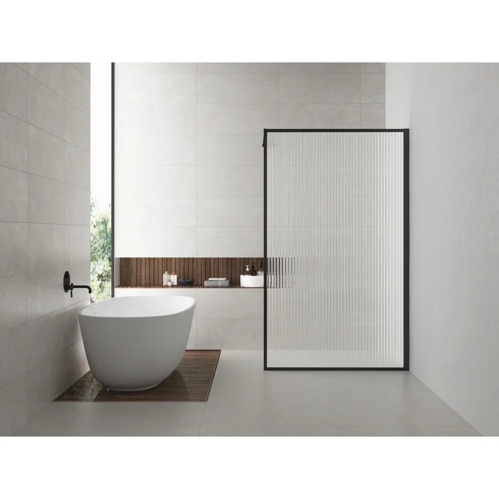 Wiesbaden Square Inloopdouche - 900x2000x8mm - Profiel - NANO - Geribbeld Helder Glas/Mat Zwart