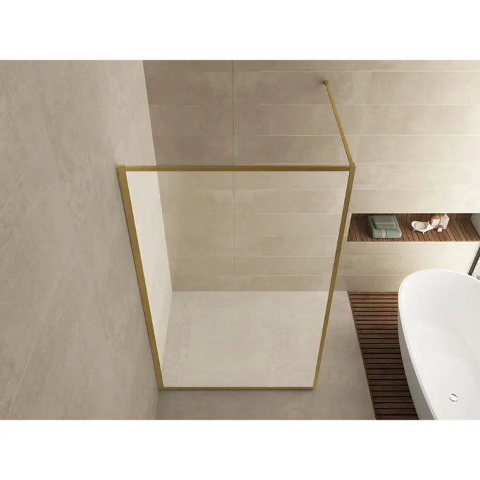 Wiesbaden Square Inloopdouche - 900x2000x8mm - Profiel - NANO - Helder Glas/Geborsteld Messing