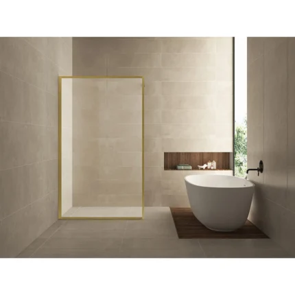 Wiesbaden Square Inloopdouche - 900x2000x8mm - Profiel - NANO - Helder Glas/Geborsteld Messing