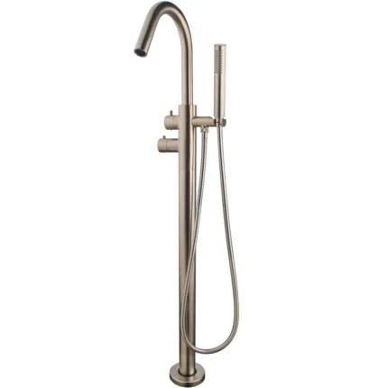 Wiesbaden Caral Thermostatische Badmengkraan - 111cm - Vrijstaand - Messing - Geborsteld Staal