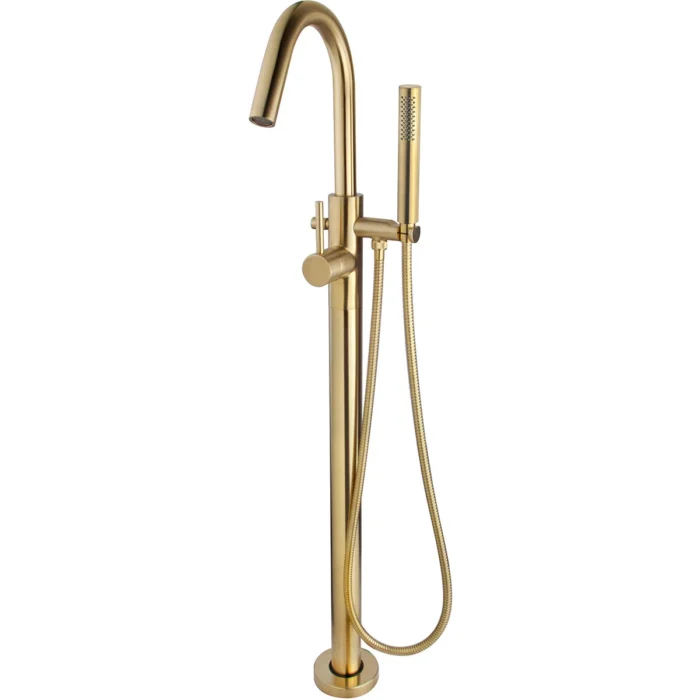 Wiesbaden Caral Vrijstaande Badmengkraan - 124cm - Messing - Geborsteld Messing