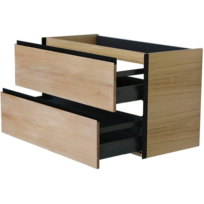 Wiesbaden Lotus Wastafelonderkast - 100x45.2cm - 2 lades - Softclose - Naturel Eik/Mat Zwart