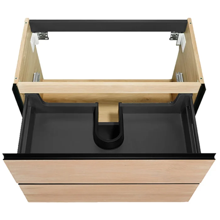 Wiesbaden Lotus Wastafelonderkast - 100x45.2cm - 2 lades - Softclose - Naturel Eik/Mat Zwart