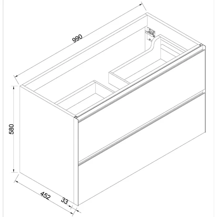 Wiesbaden Lotus Wastafelonderkast - 100x45.2cm - 2 lades - Softclose - Naturel Eik/Mat Zwart
