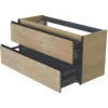 Wiesbaden Lotus Wastafelonderkast - 120x45.2cm - 2 lades - 2 uitsparingen - MDF - Naturel Eik/Mat Zwart