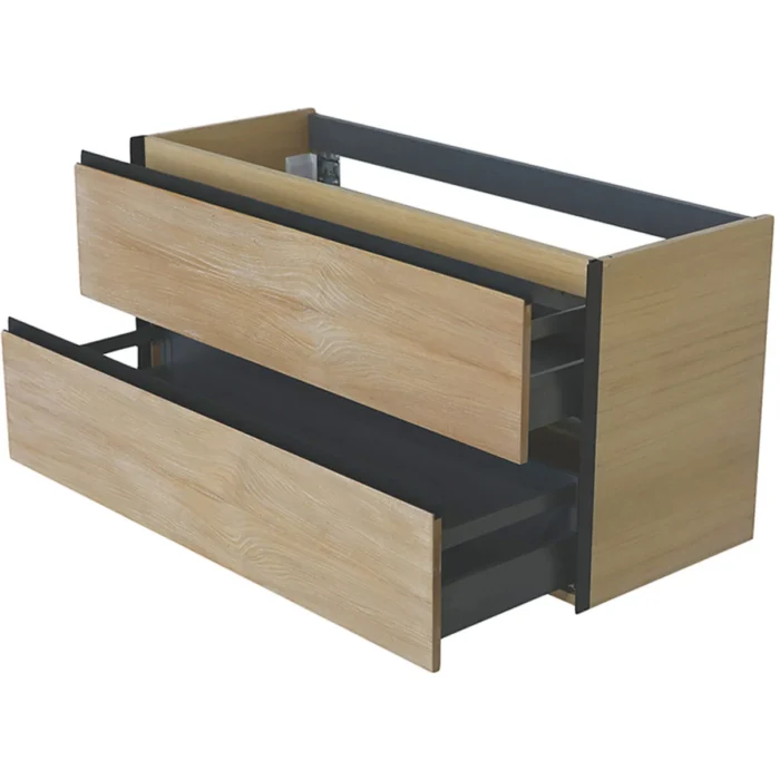 Wiesbaden Lotus Wastafelonderkast - 120x45.2cm - 2 lades - 2 uitsparingen - MDF - Naturel Eik/Mat Zwart