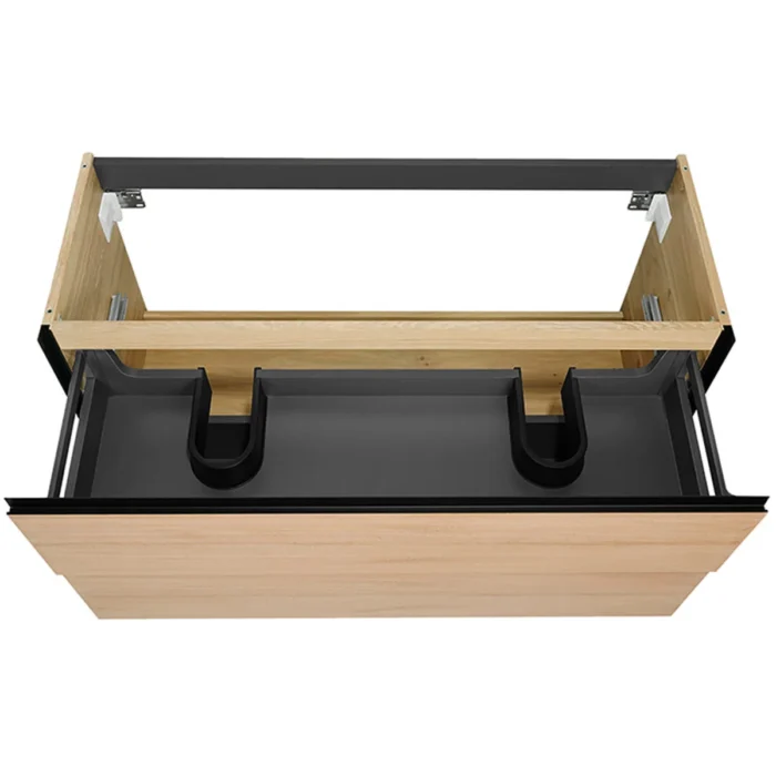 Wiesbaden Lotus Wastafelonderkast - 120x45.2cm - 2 lades - 2 uitsparingen - MDF - Naturel Eik/Mat Zwart