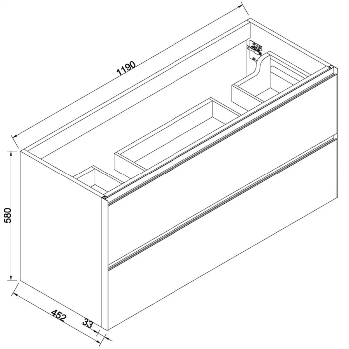 Wiesbaden Lotus Wastafelonderkast - 120x45.2cm - 2 lades - 2 uitsparingen - MDF - Naturel Eik/Mat Zwart
