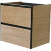 Wiesbaden Lotus Wastafelonderkast - 60x45.2cm - 2 lades - Softclose - Naturel Eik/Mat Zwart