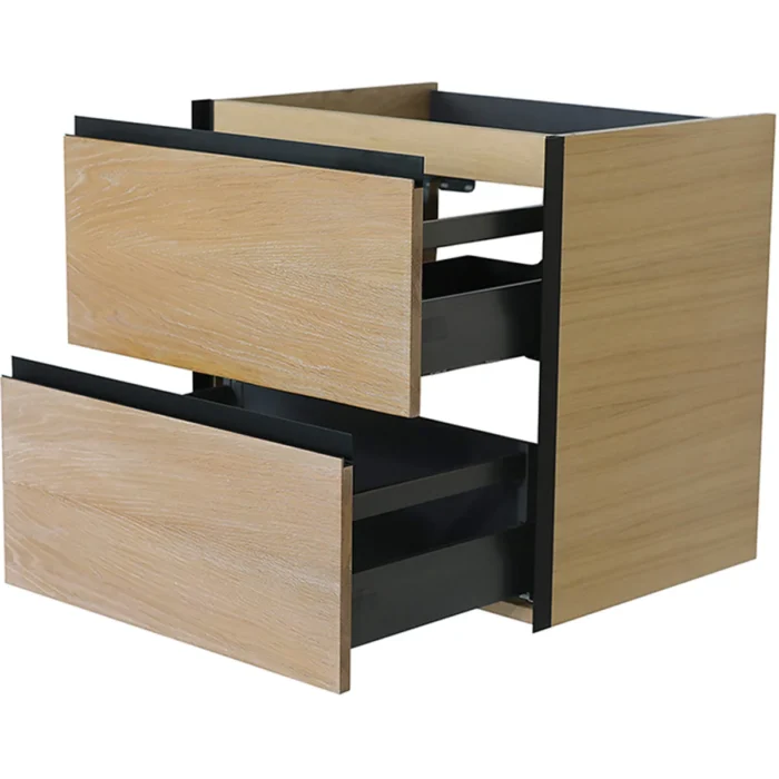 Wiesbaden Lotus Wastafelonderkast - 60x45.2cm - 2 lades - Softclose - Naturel Eik/Mat Zwart