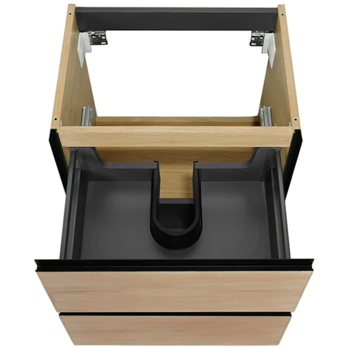 Wiesbaden Lotus Wastafelonderkast - 60x45.2cm - 2 lades - Softclose - Naturel Eik/Mat Zwart