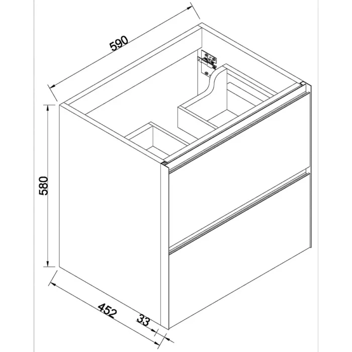 Wiesbaden Lotus Wastafelonderkast - 60x45.2cm - 2 lades - Softclose - Naturel Eik/Mat Zwart