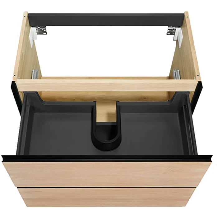 Wiesbaden Lotus Wastafelonderkast - 80x45.2cm - 2 lades - Softclose - Naturel Eik/Mat Zwart