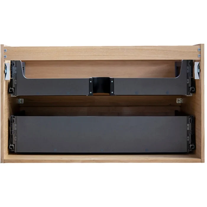 Wiesbaden Lotus Wastafelonderkast - 80x45.2cm - 2 lades - Softclose - Naturel Eik/Mat Zwart