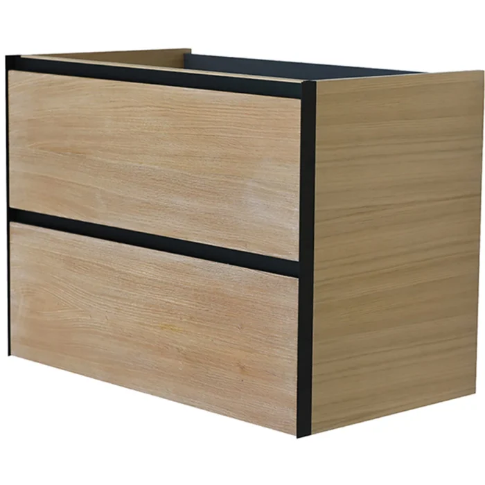 Wiesbaden Lotus Wastafelonderkast - 80x45.2cm - 2 lades - Softclose - Naturel Eik/Mat Zwart
