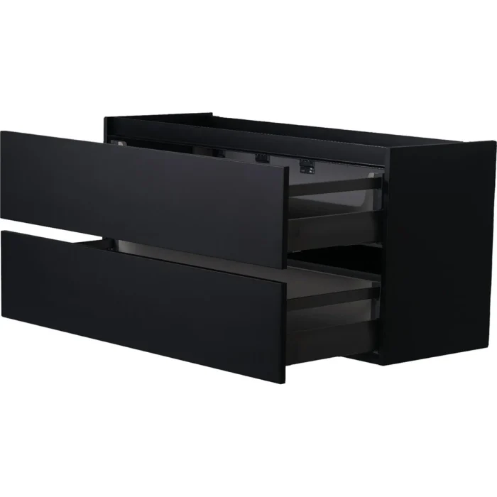 Wiesbaden Marmaris Wastafelonderkast - 120x45cm - 2 lades - 2 uitsparingen - MDF - Softclose - Mat Zwart