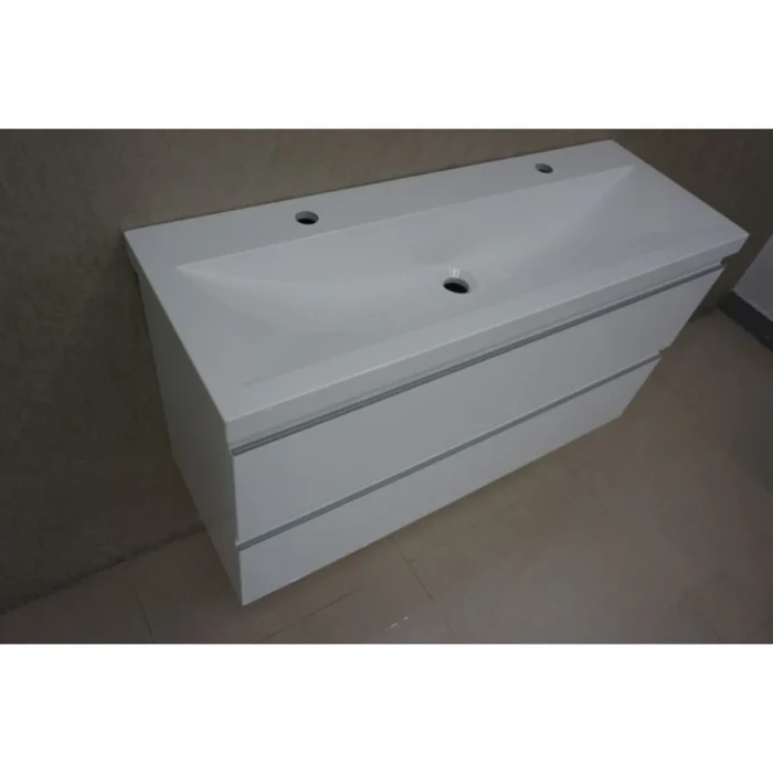 Wiesbaden Shall Wastafelonderkast - 100x36cm - 2 lades - Softclose - MDF - Glans Wit