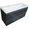 Wiesbaden Shall Wastafelonderkast - 100x36cm - 2 lades - Softclose - MDF - Grafietgrijs