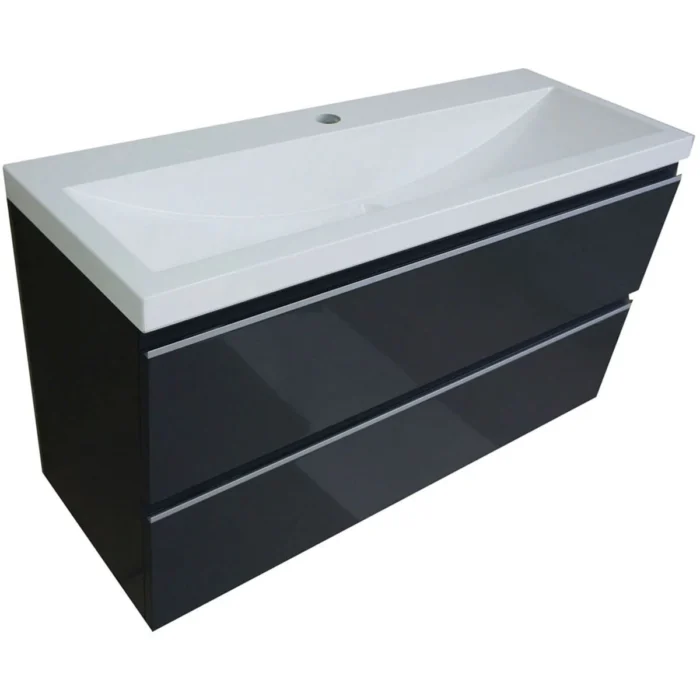 Wiesbaden Shall Wastafelonderkast - 100x36cm - 2 lades - Softclose - MDF - Grafietgrijs