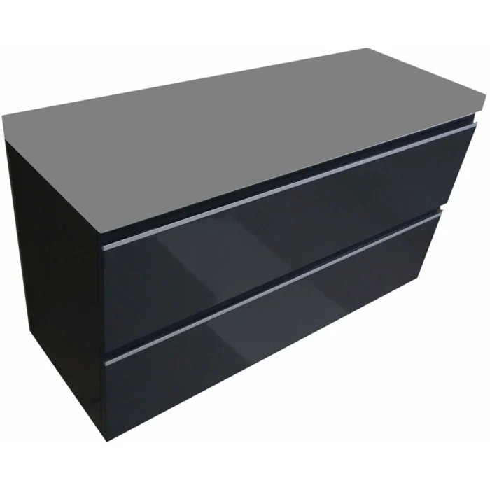 Wiesbaden Shall Wastafelonderkast - 100x36cm - 2 lades - Softclose - MDF - Grafietgrijs