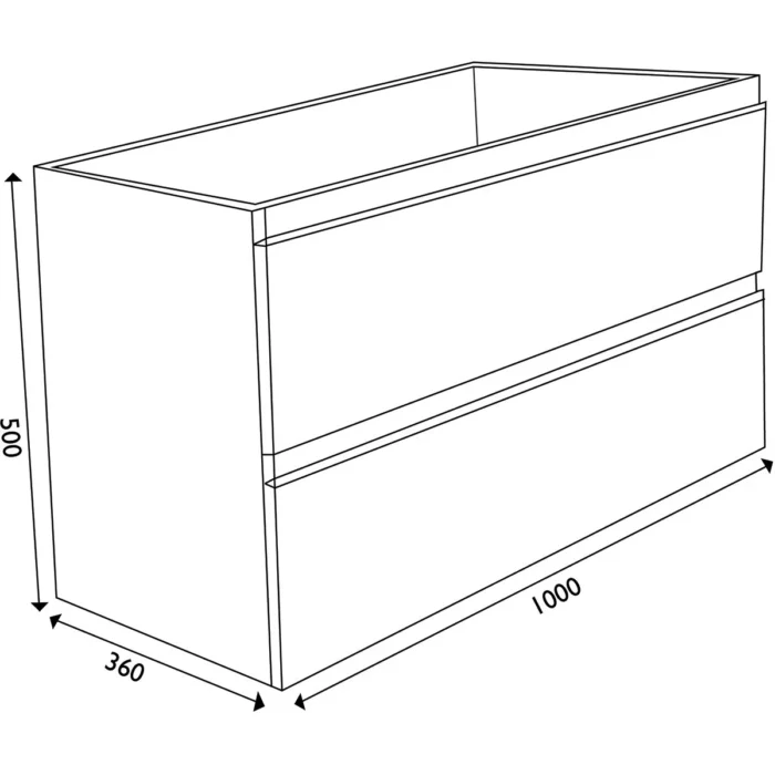 Wiesbaden Shall Wastafelonderkast - 100x36cm - 2 lades - Softclose - MDF - Grafietgrijs