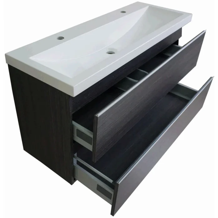 Wiesbaden Shall Wastafelonderkast - 100x36cm - 2 lades - Softclose - MDF - Houtnerf Grijs