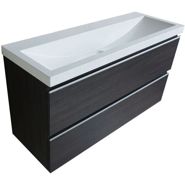 Wiesbaden Shall Wastafelonderkast - 100x36cm - 2 lades - Softclose - MDF - Houtnerf Grijs