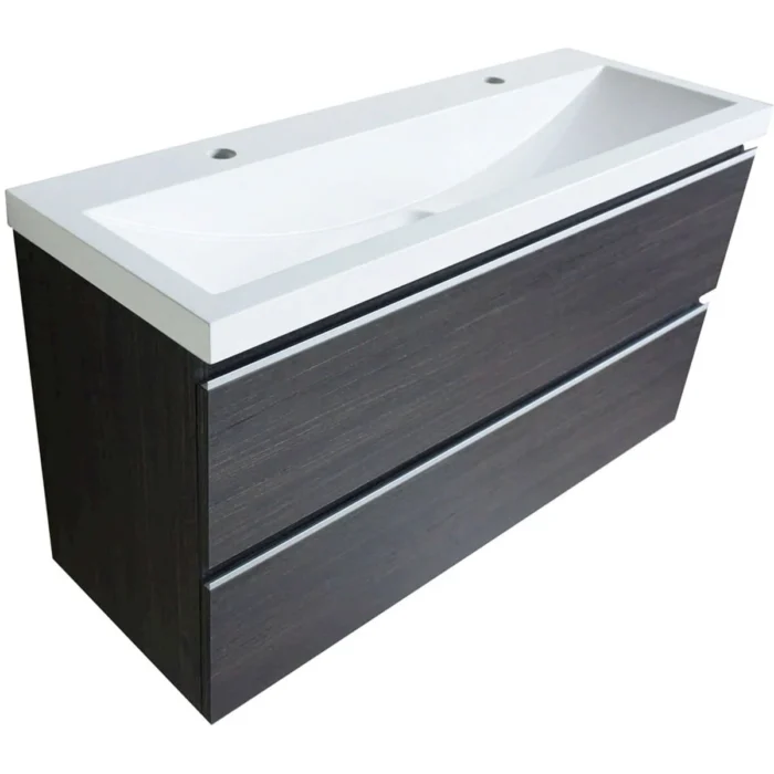 Wiesbaden Shall Wastafelonderkast - 100x36cm - 2 lades - Softclose - MDF - Houtnerf Grijs