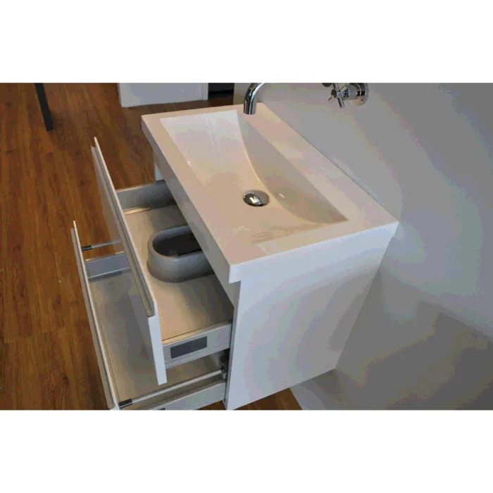 Wiesbaden Shall Wastafelonderkast - 60x36cm - 2 lades - Softclose - MDF - Glans Wit