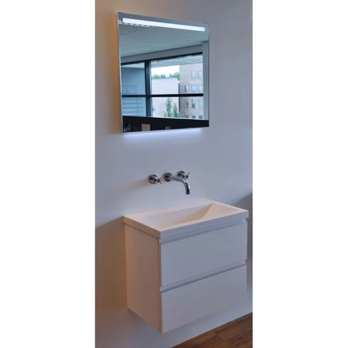 Wiesbaden Shall Wastafelonderkast - 60x36cm - 2 lades - Softclose - MDF - Glans Wit