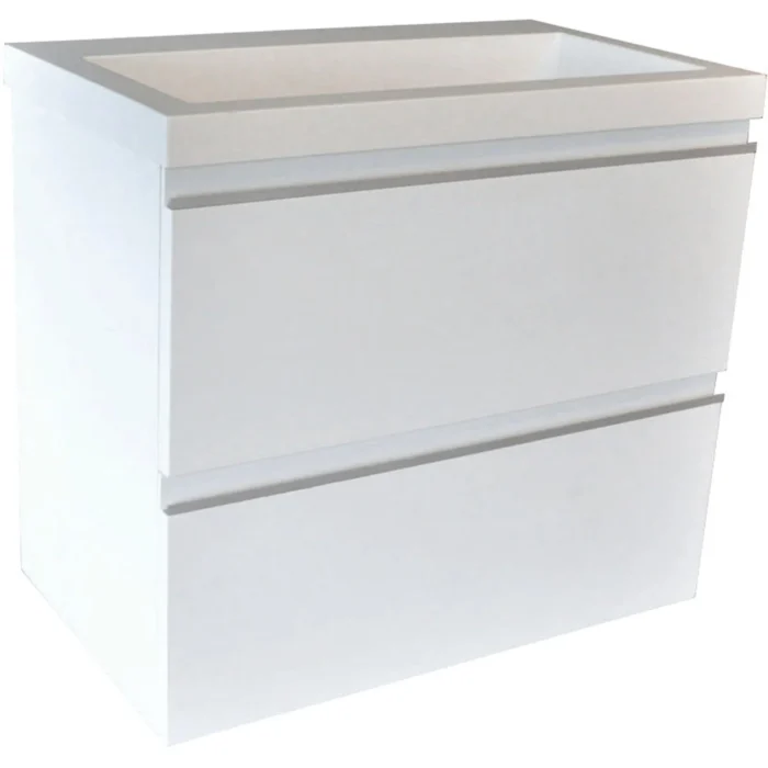Wiesbaden Shall Wastafelonderkast - 60x36cm - 2 lades - Softclose - MDF - Glans Wit