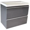 Wiesbaden Shall Wastafelonderkast - 60x36cm - 2 lades - Softclose - MDF - Grafietgrijs