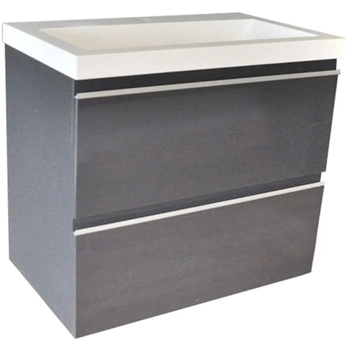 Wiesbaden Shall Wastafelonderkast - 60x36cm - 2 lades - Softclose - MDF - Grafietgrijs