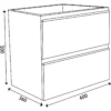 Wiesbaden Shall Wastafelonderkast - 60x36cm - 2 lades - Softclose - MDF - Grafietgrijs