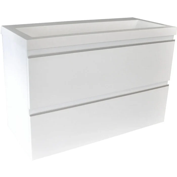 Wiesbaden Shall Wastafelonderkast - 80x36cm - 2 lades - Softclose - MDF - Glans Wit