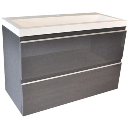 Wiesbaden Shall Wastafelonderkast - 80x36cm - 2 lades - Softclose - MDF - Grafietgrijs