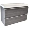 Wiesbaden Shall Wastafelonderkast - 80x36cm - 2 lades - Softclose - MDF - Houtnerf Grijs