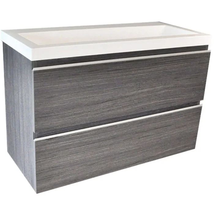 Wiesbaden Shall Wastafelonderkast - 80x36cm - 2 lades - Softclose - MDF - Houtnerf Grijs