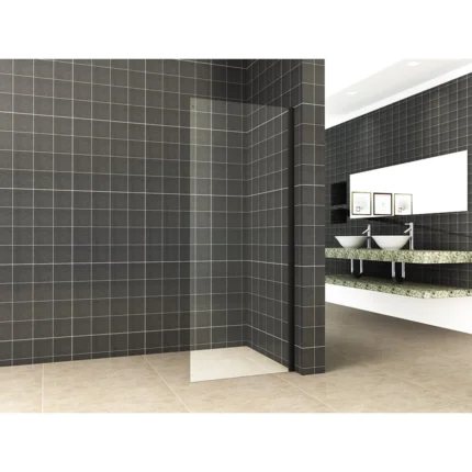 Wiesbaden Side Zijwand voor Nis Schuifdeur - 900x2000x8mm - NANO - Helder Glas/Mat Zwart