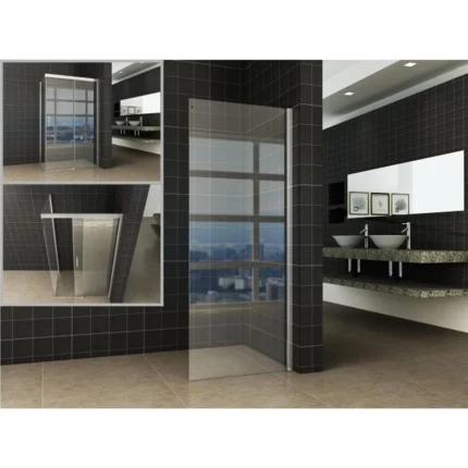 Wiesbaden Side Zijwand voor Puerta en Slide Nisdeur - 900x2000x8mm - Profiel - NANO - Helder Glas/Chroom