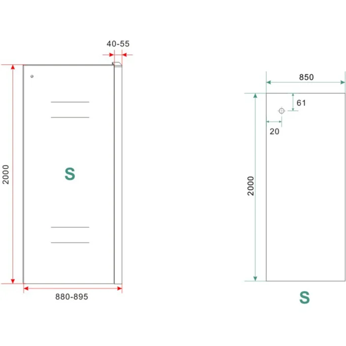 Wiesbaden Side Zijwand voor Puerta en Slide Nisdeur - 900x2000x8mm - Profiel - NANO - Helder Glas/Chroom