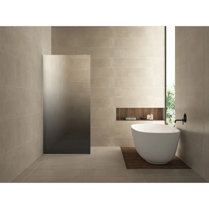 Wiesbaden Slim Glasplaat Inloopdouche - 900x2000x8mm - Profielloos - NANO - Spiegelrook- naar Helder Glas