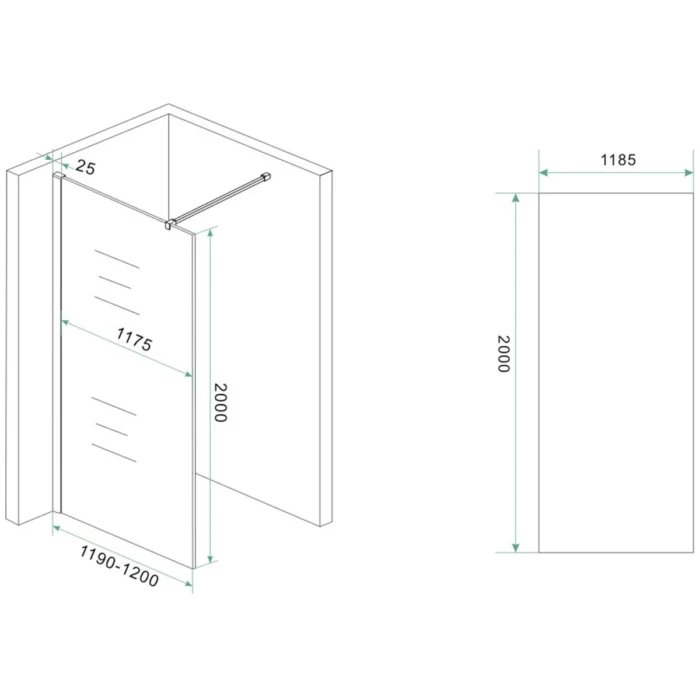 Wiesbaden Slim Glasplaat Inloopdouche - 900x2000x8mm - Profielloos - NANO - Spiegelrook- naar Helder Glas