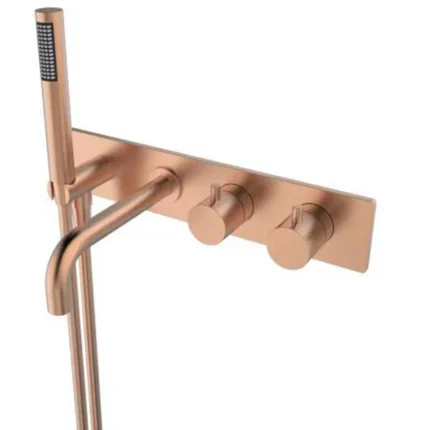 Wiesbaden Style Inbouw Badthermostaat Muur - 2 functies - Messing - Geborsteld Koper