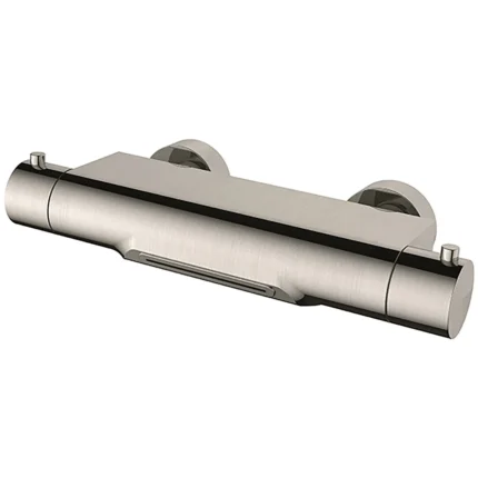 Wiesbaden Style Thermostatische Badmengkraan Waterval - 15cm - Cooltouch - Opbouw - Messing - Geborsteld Staal