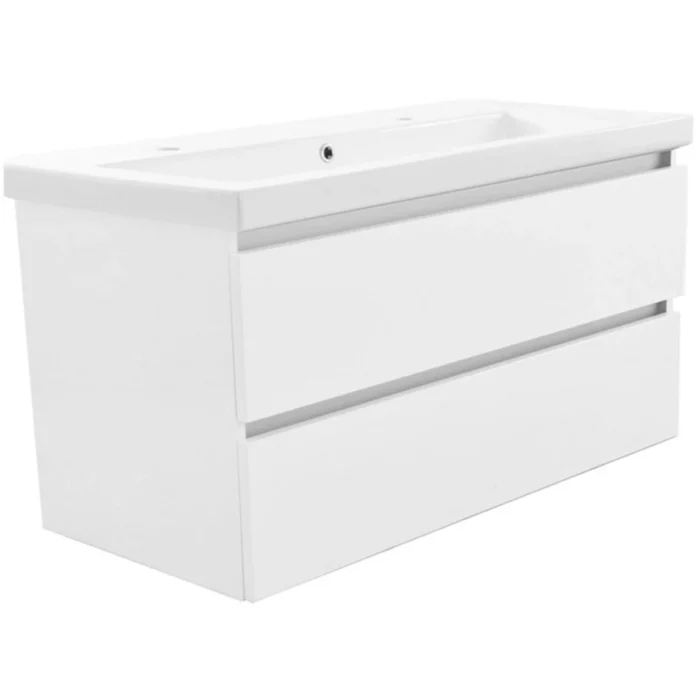 Wiesbaden Vision Wastafelonderkast - 100x46cm - 2 lades - MDF - Glans Wit
